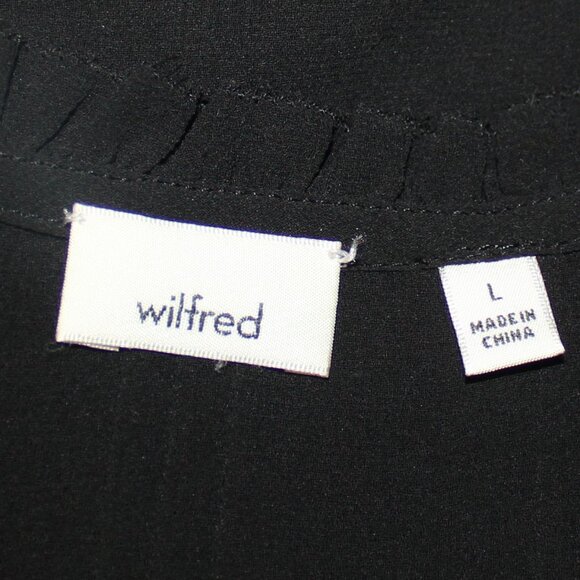 Wilfred Aritzia long sleeve black sheer ruffle collar blouse size large - Picture 8 of 9